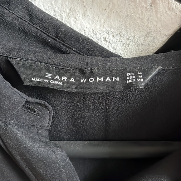 Zara Semi-Sheer Black Silk Button Up Blouse - Picture 3 of 3